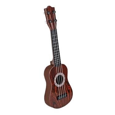 Imagem de shamjina Crianças ukulele 4 cordas mini guitarra infantil, melhoria de habilidade clássica, brinquedo musical educacional para crianças meninos meninas, Marrom avermelhado