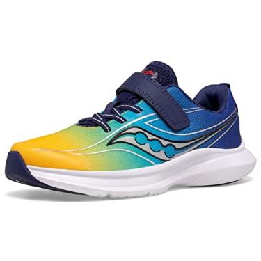Imagem de Saucony Tênis de corrida unissex Kinvara 13 com fecho alternativo, Azul/Amarelo, 7 Wide Big Kid