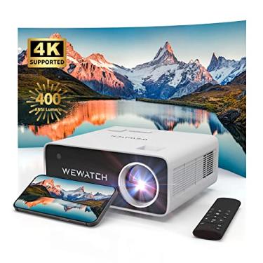 Imagem de Projetor FHD 4K nativo 1080P ruído branco, WEWATCH V51P 4K suporta 300 ANSI 18500Lm 5G Bluetooth bidirecional WiFi, tamanho de projeção de 350 polegadas, projetores de home theater compatíveis com TV Stick iOS Android