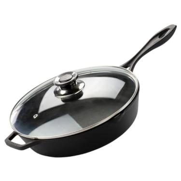 Imagem de Frigideira De Ferro Fundido Com Tampa De Vidro 28 Cm Cabo de Ferro