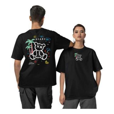Imagem de Camiseta Streetwear Unissex Algodão Urso Beach  - Capas Da Rainha