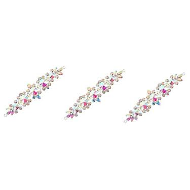 Imagem de Operitacx 3 Pecas cadeia de flores de strass decoração acessórios para cabelo aplique de casamento cinto feminino cintos femininos apliques roupas faça você mesmo adornar bolsa de sapato