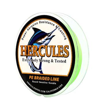 Imagem de Hercules linha de pesca trançada super fundida 8 fios de 10 lb a 300 lb teste para água salgada, 109/328/547/1094 jardas (100 m/300 m/500 m/1000 m), diamante.#0,12 mm-1,2 mm, desempenho de alto nível, cores variadas, Fluorescent Green, 20LB-0.20MM-547YDS(500M)-8 STRANDS