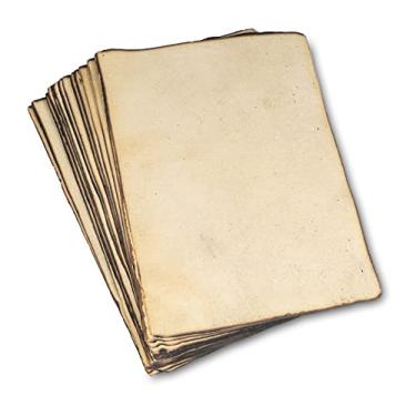 Imagem de Papel em branco antigo feito à mão com borda ligeiramente queimada, 21 x 30 cm - pacote de 50 cm tamanho A4, papel de folha solta de mídia mista para escritores, convites, artesanato, papel reciclado