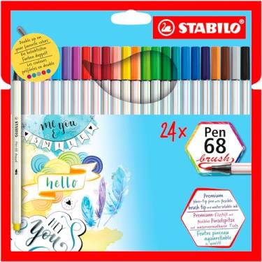 Imagem de Caneta Brush Premium – STABILO Pen 68 brush – Estojo com 24 unidades – Em 24 cores