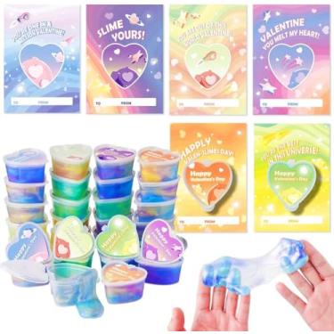 Imagem de SpringFlower 30 cartões de felicitações dos namorados com kits de slime em forma de coração, troca de cartões de dia dos namorados para crianças, prêmios de jogo de classe, presente de dia dos namorados escolar, lembrancinhas de festa