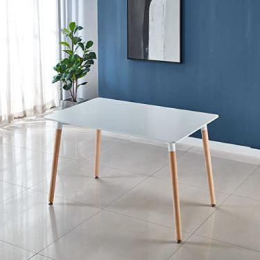 Imagem de Mesas de centro para sala de estar, mesas laterais para quarto, mesa de jantar, mesa de escritório branca 115 cm C x 75 cm L x 75 cm A