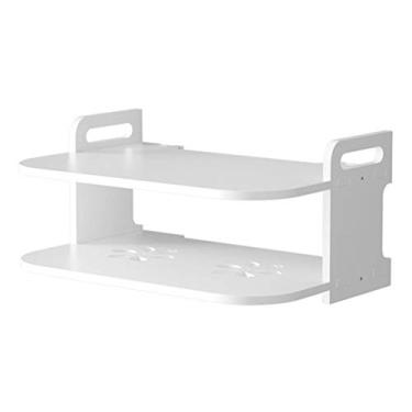 Imagem de Denpetec Prateleira flutuante para componentes de TV, prateleira de TV box de DVD grosso, prateleira de pendurar na parede, prateleira flutuante para armazenamento sem perfuração, para consoles de jogos para casa