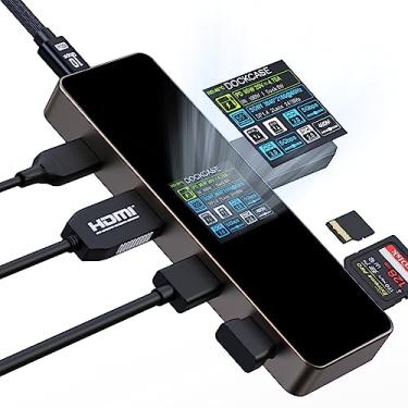 Imagem de DockCase Visual Smart USB C Hub (7 em 1) com porta HDMI 4K @ 60Hz, 100W PD Power Delivery, 3 portas de dados USB-A 5Gbps, leitor de cartão SD/TF, para MacBook Air/Pro, iPad Pro, Dell XPS, e mais