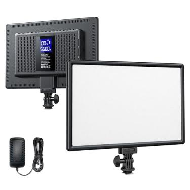 Imagem de RALENO Painel de luz suave de vídeo LED de 19,5 W, luz de painel de câmera de 650 lux/m embutida, 2 baterias de 4000 mAh, CRI> 95 luzes de estúdio de fotografia 3200-5600K para TikTok YouTube,
