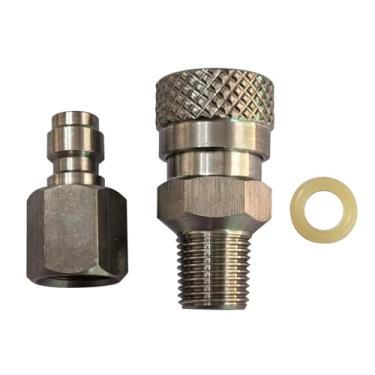 Imagem de Aopkeo Conjunto de adaptadores de desconexão rápida de aço inoxidável 8 mm rosca NPT 1/8, macho fêmea QD para Airsoft PCP Paintball Mergulho