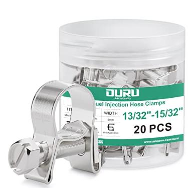 Imagem de OURU 20 peças mini braçadeiras de mangueira de injeção de combustível, ajustável 13/32"-15/32" (10-12 mm) 304 braçadeira de mangueira de linha de gás de combustível de aço inoxidável, clipes de mangueira para tubo de gasolina diesel
