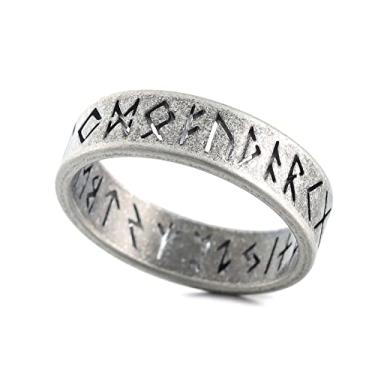 Imagem de Sinoyp Anel de mitologia nórdica de aço inoxidável viking anel de alfabeto ancião futhark, Aço inoxidável, Sem pedra preciosa