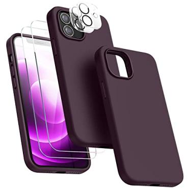 Imagem de JTWIE [5 em 1] Capa compatível com iPhone 12 Mini, capa de silicone à prova de choque com [2 protetores de tela e 2 protetores de câmera] para iPhone 12 Mini 5,4 polegadas (roxo escuro)…