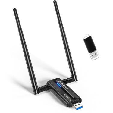 Imagem de EDUP Adaptador USB 3.0 WiFi 6E AX3000M Wireless WiFi Dongle adaptador de rede 802.11AX Tri-Band 6GHz/5GHz/2,4GHz Dual 5dBi Antenas para PC compatível com Windows 11/10 64Bits