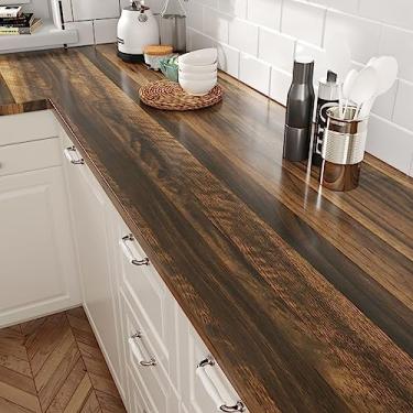 Imagem de Wallercity Papel de contato de madeira marrom papel de parede de madeira descasque e cole papel de contato de grão de madeira para bancadas papel de parede autoadesivo removível para cozinha papel de