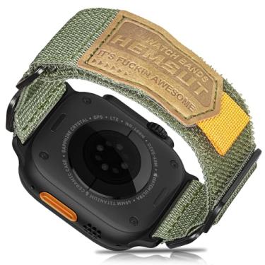 Imagem de Pulseira Hemsut compatível com Apple Watch, pulseira esportiva de nylon super resistente com design de laço de tecido, para iWatch de 42 mm/44 mm/45 mm, 38 mm/40 mm/41 mm/49 mm, pulseira de