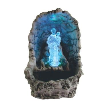 Imagem de Fonte de água decorativa Santo Antônio gruta cascata luz colorida