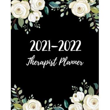 Imagem de Planejador Terapeuta 2021-2022: capa de moldura de flor branca | 18 meses (julho de 2021 a dezembro de 2022), agendamento por hora por incremento de 15 minutos, diário de registro do cliente organizador de agenda semanal e mensal