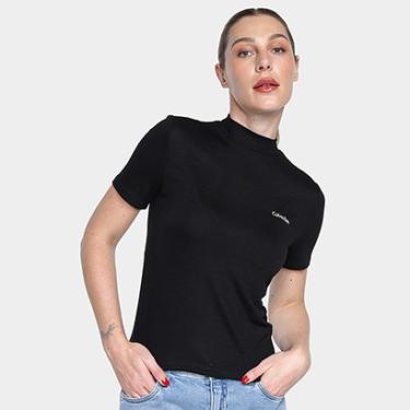 Imagem de Camiseta Manga Curta Calvin Klein Gola Alta Feminina-Feminino