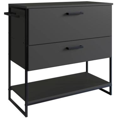 Imagem de Gabinete Banheiro Industrial 80 Cm 1028 Grafite Aço Preto Pp