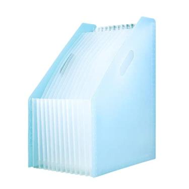 Imagem de Caixa organizadora de arquivos de plástico expansível A4 | Capacidade de 13 camadas para 1.300 folhas | Design de mesa portátil | Ranhura para cartão de índice | Artigos de papelaria de escritório
