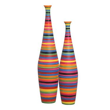 Imagem de Vaso de Chão Colorido Decoração para Sala Dupla Garrafas Faenza Colors