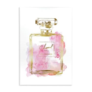 Imagem de Stupell Industries Glam Perfume Bottle Gold Pink Wall Plaque Art, Orgulhosamente Feito nos EUA, Sala de Estar 10 x 15