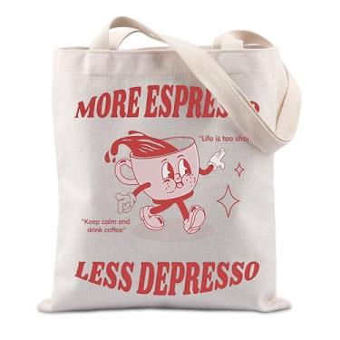 Imagem de TIIMG More Espresso Less Depresso Gift Coffee Lover Gift Coffee Bar Gift Cafe Gift Coffee Art Tote Bag, Mais café expresso, big