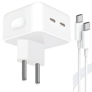 Imagem de Carregador Tipo C Turbo 50W com Cabo USB-C 1M e Fonte Compatível com Iphone 15 16 Pro Max Plus Ultra Rápido PD Duas Entradas Dupla Porta 5.0