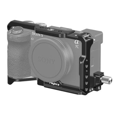Imagem de Poyinco Kit de suporte para Sony A7C II A7CR, placa de liberação rápida Arca embutida, clipe de cabo HDMI, suporte de câmera de alumínio trilho NATO JN-105