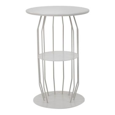 Imagem de Mesa Lateral Silueta Baixa Redonda Luxo Minimalista Cinza