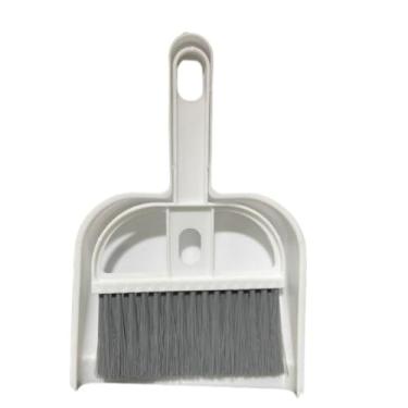 Imagem de Combo Vassoura de Mão e Pá Pequena para Limpeza de Mesa e Estofados - Compacto com Cerdas Suaves e Eficientes (Branco)
