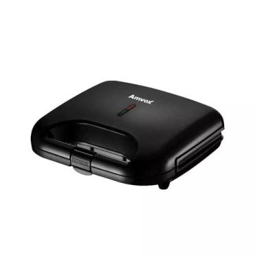 Imagem de Grill e Sanduicheira Elétrica Amvox AMS 370 Black - 750W 220V, Preto, 
