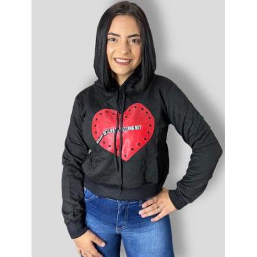 Imagem de Blusa Moletom Feminina Cropped Com Capuz Premium - Anj Modas, p/m, Pre