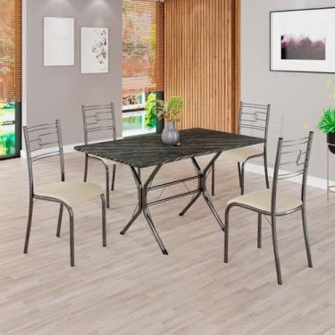 Imagem de Conjunto Sala de Jantar Mesa Retangular 120x75cm Tampo Pedra Ardósia I