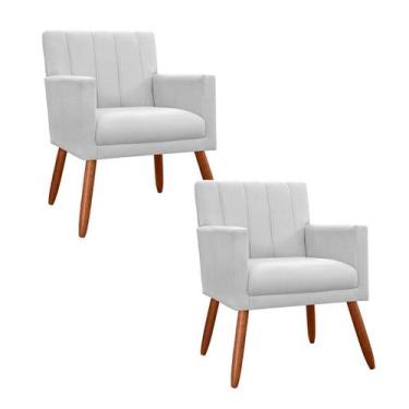 Imagem de Kit 2 Poltronas Decorativa P/ Recepção Cecília Suede Branco - LM DECOR