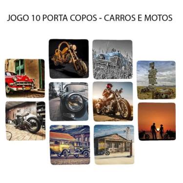 Imagem de Jogo 10 Porta Copos Bolacha de Chopp Redondo Personalizado Carros e Mo