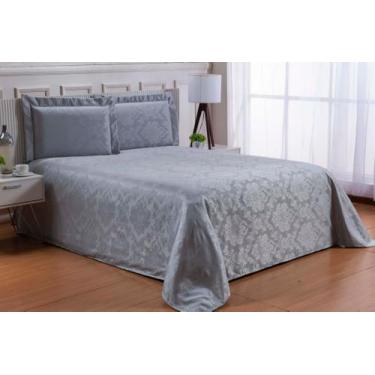 Imagem de Cobre Leito Jacquard Cor Cinza King Saie 3peças nao e matelado - THAIS