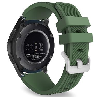 Imagem de MoKo Pulseira compatível com Samsung Galaxy Watch 3 de 45 mm/Gear S3 Frontier/Classic/Galaxy Watch 46 mm/Huawei Watch GT2 Pro/GT 46 mm/GT2 46 mm/Ticwatch Pro 3, pulseira de silicone compatível com pulseira de 22 mm, verde militar