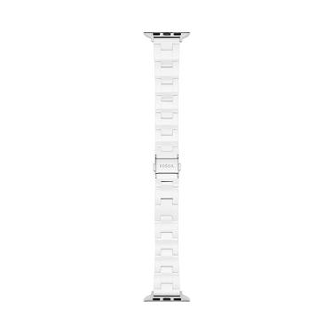 Imagem de Fossil Pulseira de relógio para Apple Watch, pulseira para Apple Watch de 38/40/41 mm - pulseiras para Apple Watch Series 7/6/5/4/3/2/1/SE, Cerâmica branca, 38/40mm, Barra de alça - senhoras