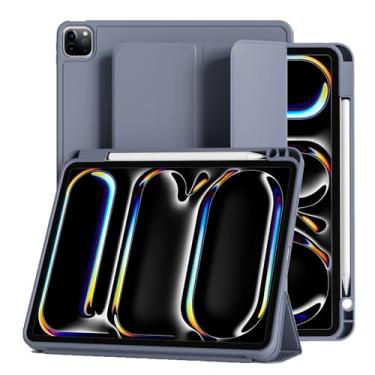 Imagem de GKABXY Nova capa para iPad Pro de 11 polegadas (M4) 2024 com suporte para lápis, capa inteligente de três dobras para iPad Pro de 11 polegadas suporta Pencil Pro e Pencil (USB-C) e despertar/hibernar