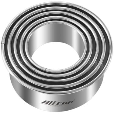 Imagem de ALLTOP 5 peças de cortador de biscoito redondo - ferramenta essencial para assar biscoitos de aço inoxidável sem esforço, pastelaria, decoração de bolo e criação de fondant - utensílio de corte