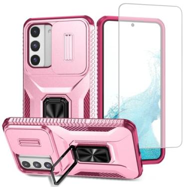 Imagem de Vavies Capa para Galaxy S22, capa para Samsung S22 SM-S901U com protetor de tela de vidro temperado e capa de câmera deslizante, anel magnético suporte para carro capa à prova de choque para Samsung