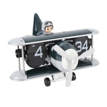 Imagem de Relógio Flip de Avião Exclusivo, Pulso de Disparo de Mesa da Aleta Automática do Vintage, 12 Horas de Relógio Retro Mecânico Moderno de Digitas a Pilhas (Verde Escuro)