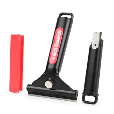 Imagem de EHDIS Raspador de lâmina de barbear, raspador de vidro, raspador de adesivo de piso de metal de 10 polegadas com caixa de armazenamento de lâmina, 10 peças de lâminas de metal, raspador de tinta ideal