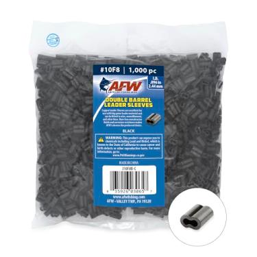 Imagem de American Fishing Wire Mangas duplas de crimpagem, cor preta, tamanho 10F8, diâmetro interno de 0,096 cm, 1000 peças