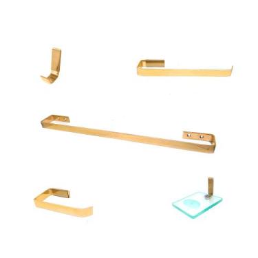 Imagem de Kit Acessórios Para Banheiro Chapa Grossa 5 Peças Dourado - Montelar M