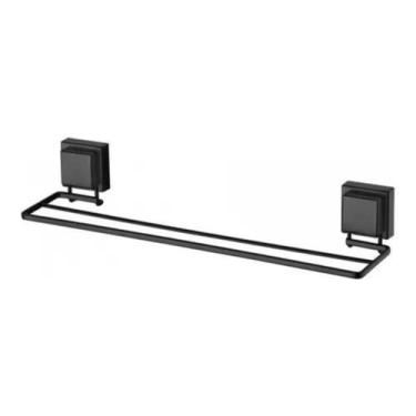 Imagem de Suporte Porta Toalha Ventosa Duplo Toalheiro Preto Fosco 8054 - Future