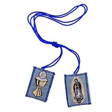 Imagem de VILLAGE GIFT IMPORTERS Escapularios Catolicos La Virgen De Guadalupe | Escapulários de Nossa Senhora de Guadalupe | 100% Lã | 5 Estilos | Joias Cristãs (Azul - Guadalupe/Cálice de Comunhão)
